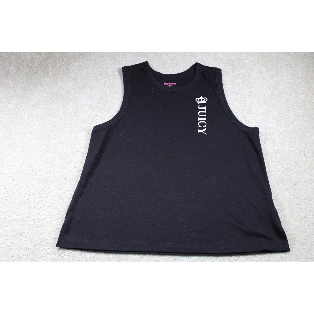 Juicy Couture Shirt Womens Large Black Sleeveless Tank Top Sport Crown Logo Gym